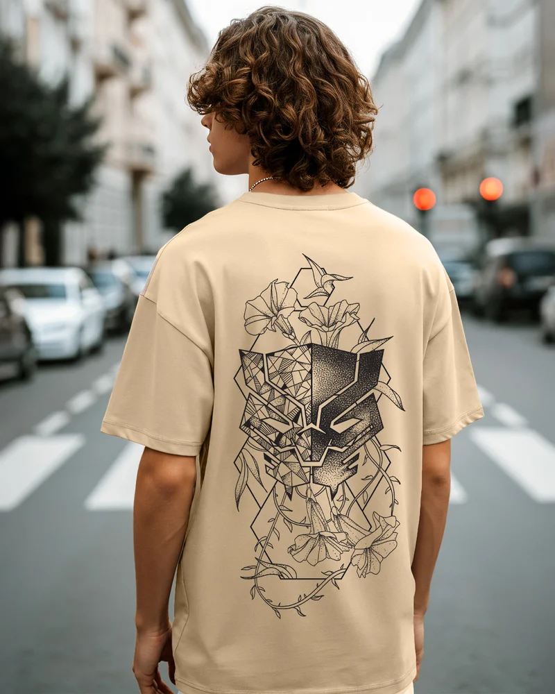 بيواكوف Men's Brown The Warrior King Graphic Printed Oversized T-shirt